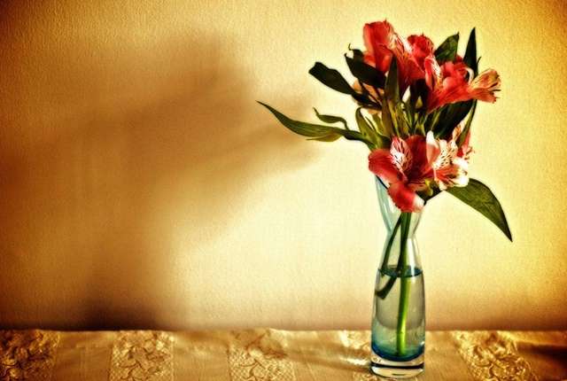 گل آلسترومریا در گلدان شیشه ای
